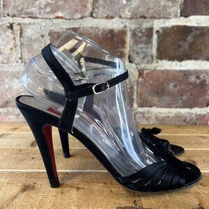 Coach Strappy Heeled Sandals Open Toe Black Fabric Size 9.5